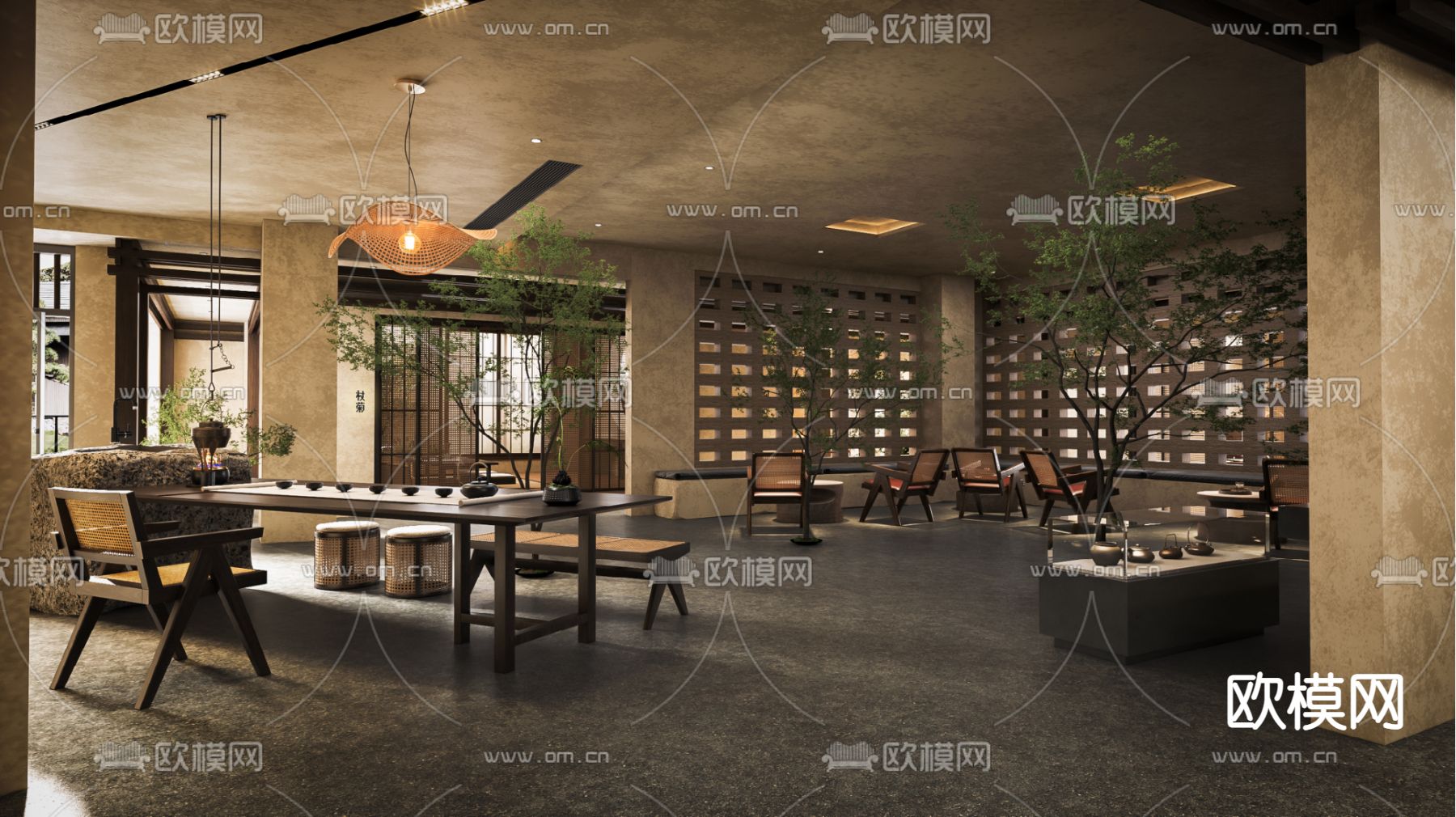侘寂茶馆 茶楼3d模型下载_ID14117454_3dmax免费模型-欧模网