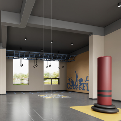  架空层 健身中心su模型 