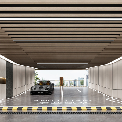  地下车库 停车场入口su模型 