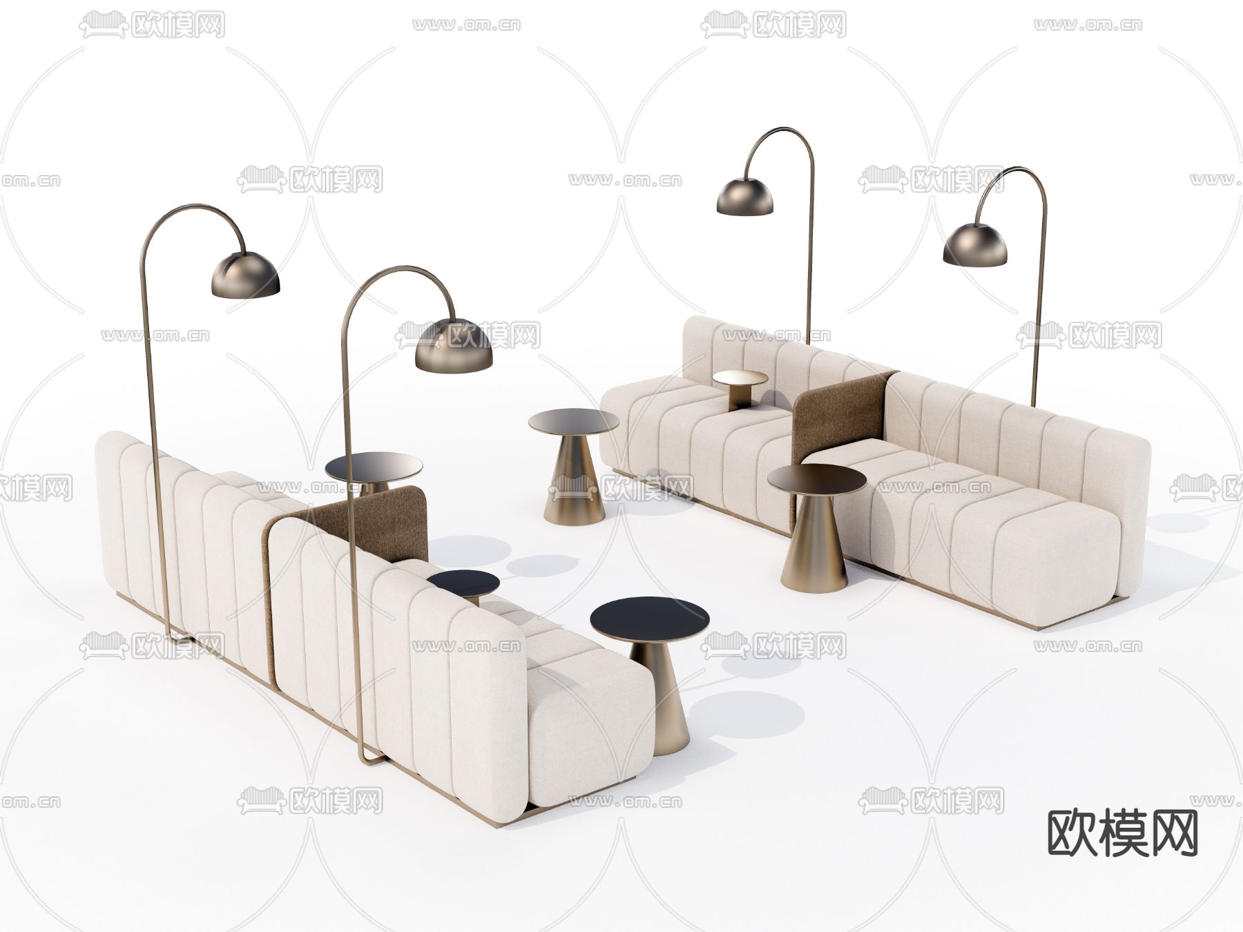 卡座沙发 休闲沙发su模型下载（渲染图2）