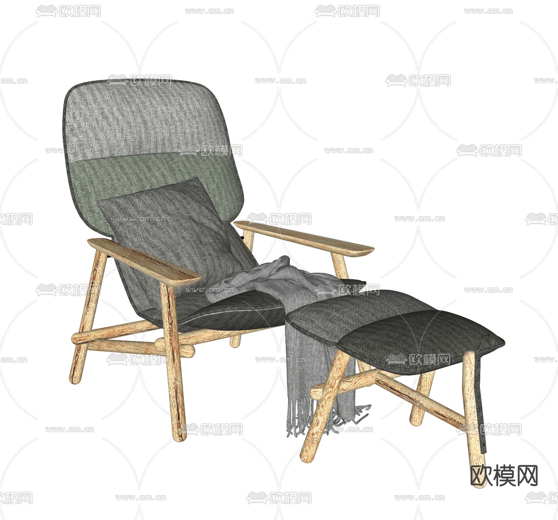 北欧躺椅 休闲椅子su模型下载（渲染图2）