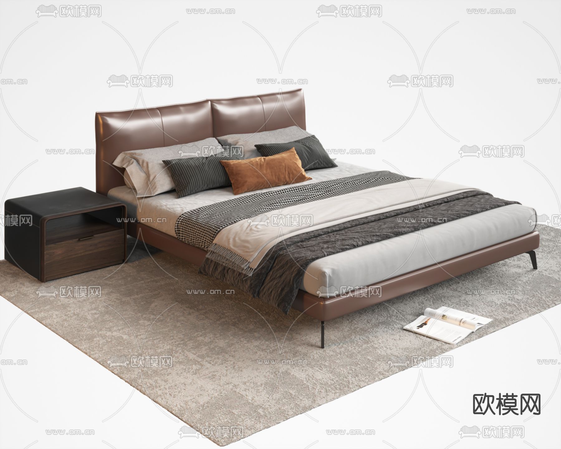 pertica 现代双人床3d模型下载