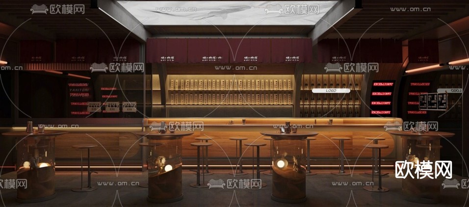 日式烤肉店su模型下载(渲染图1)