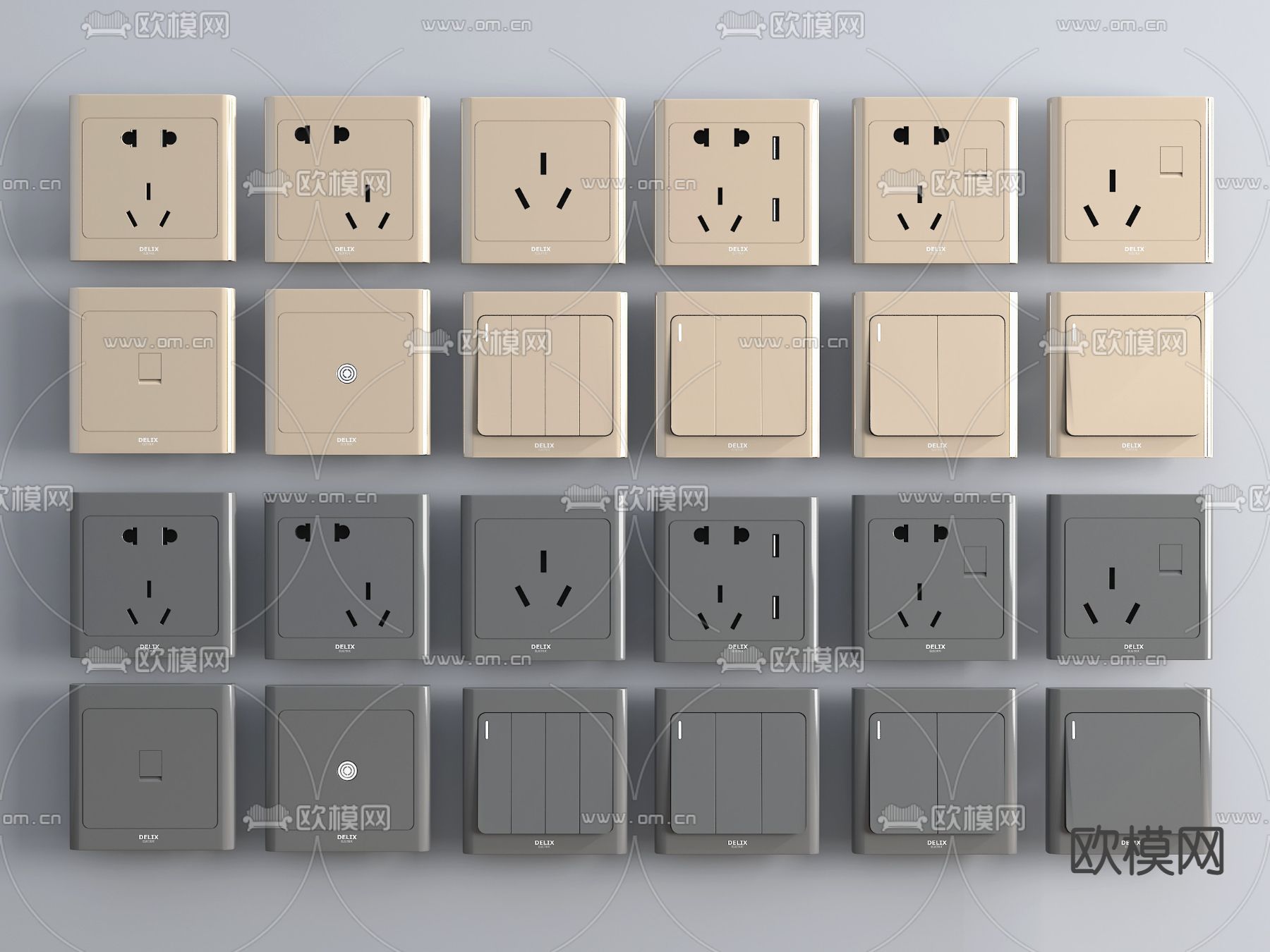 开关面板 插座3d模型下载