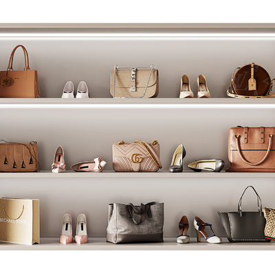  女士包 手提包 皮包 高跟鞋su模型 