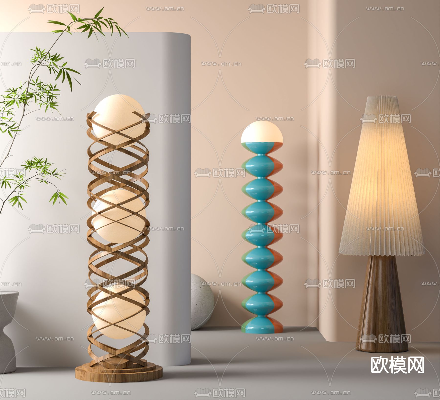 侘寂风落地灯3d模型下载