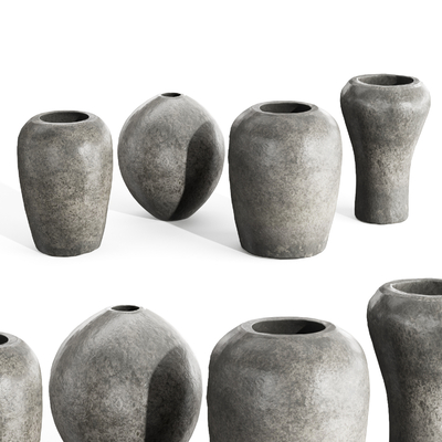  侘寂风陶罐 陶器 器皿su模型 