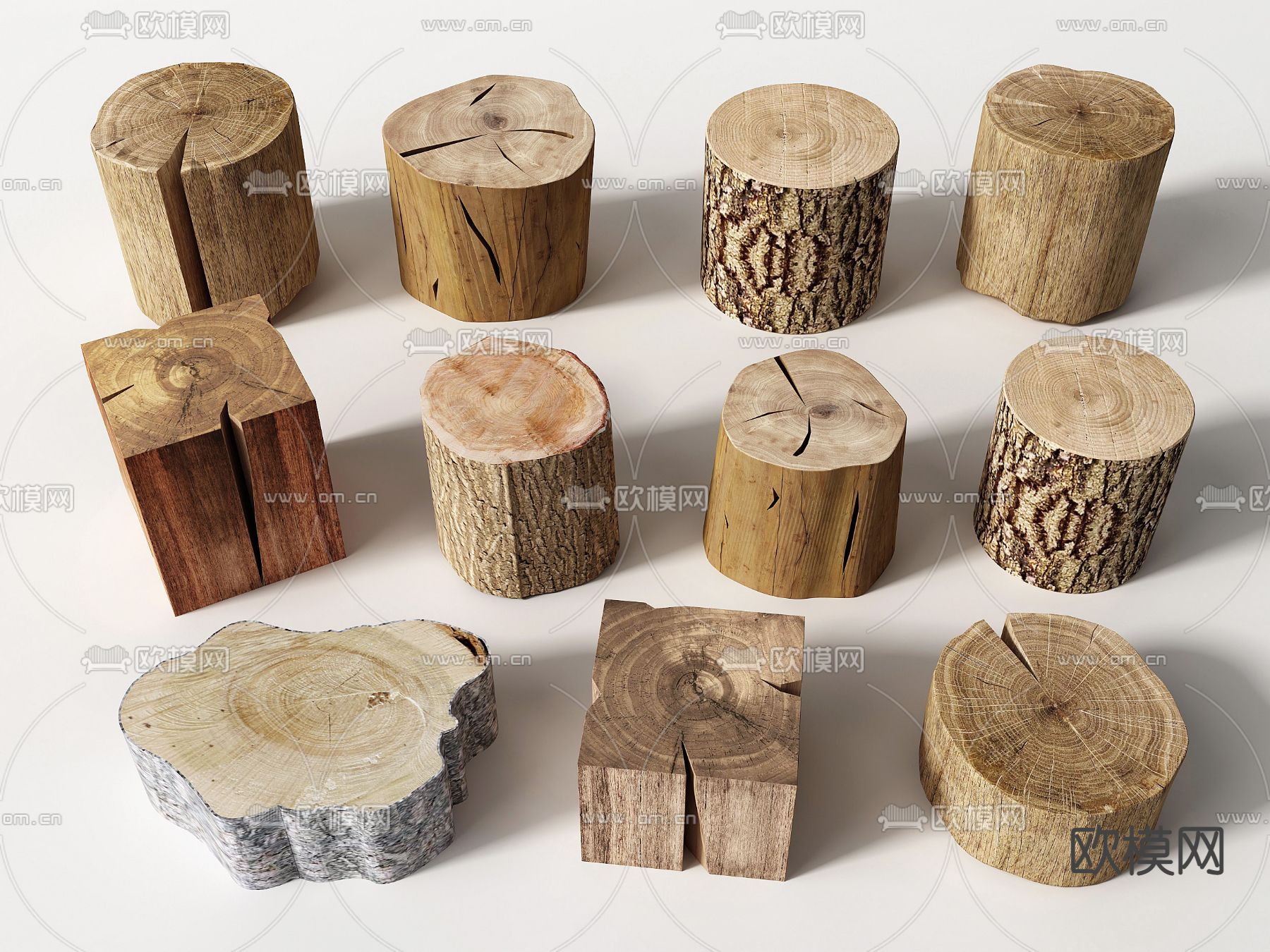 木凳子 木桩 木头 树桩3d模型下载