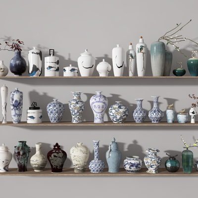  青花瓷 瓷器 瓷瓶 花瓶su模型 