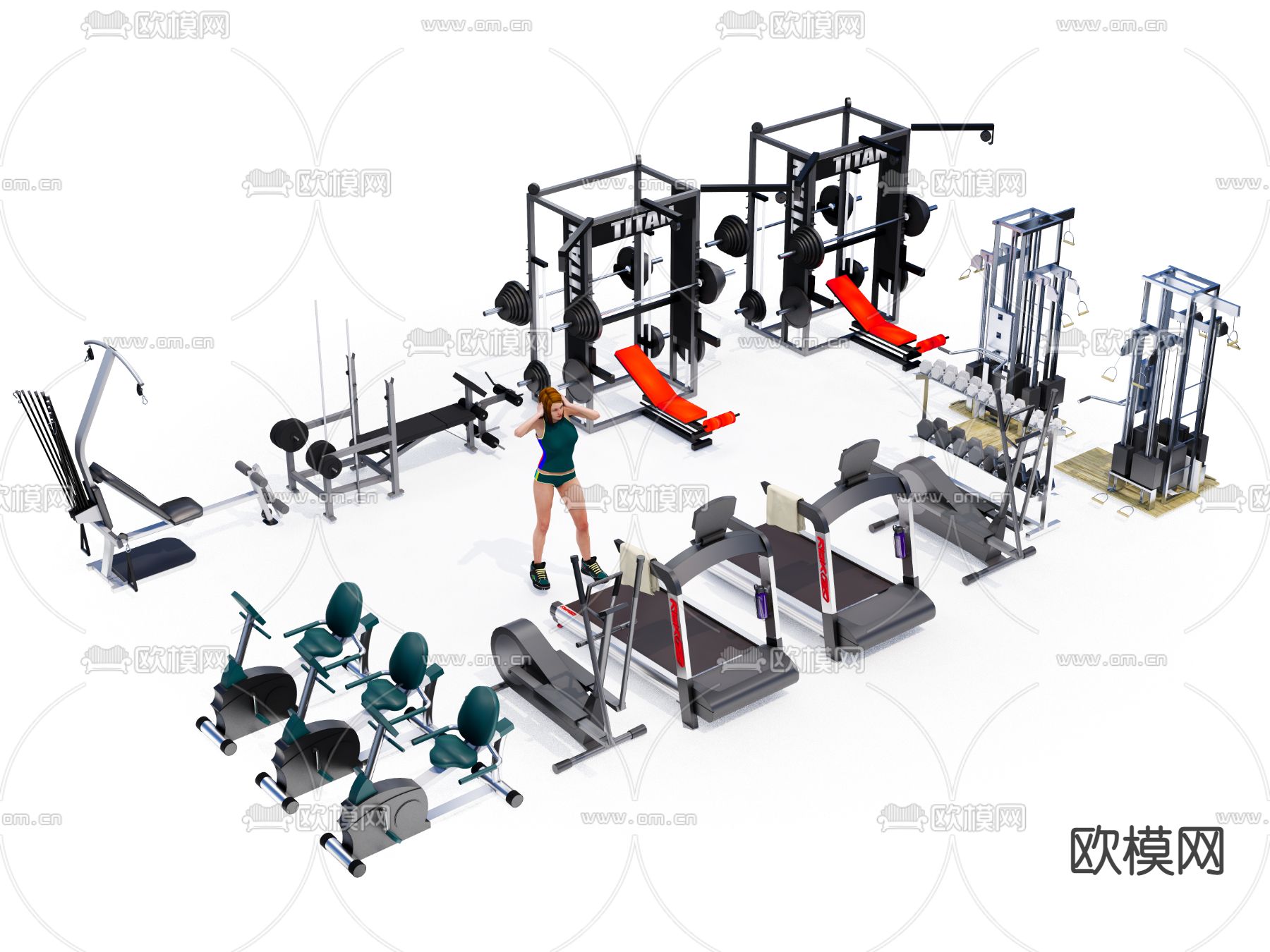 健身器材 运动器材su模型下载（渲染图1）