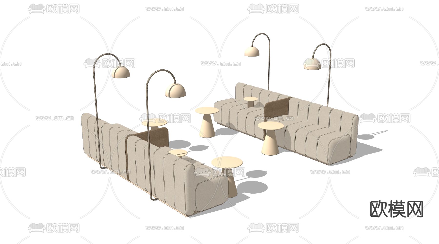 卡座沙发 休闲沙发su模型下载（渲染图3）