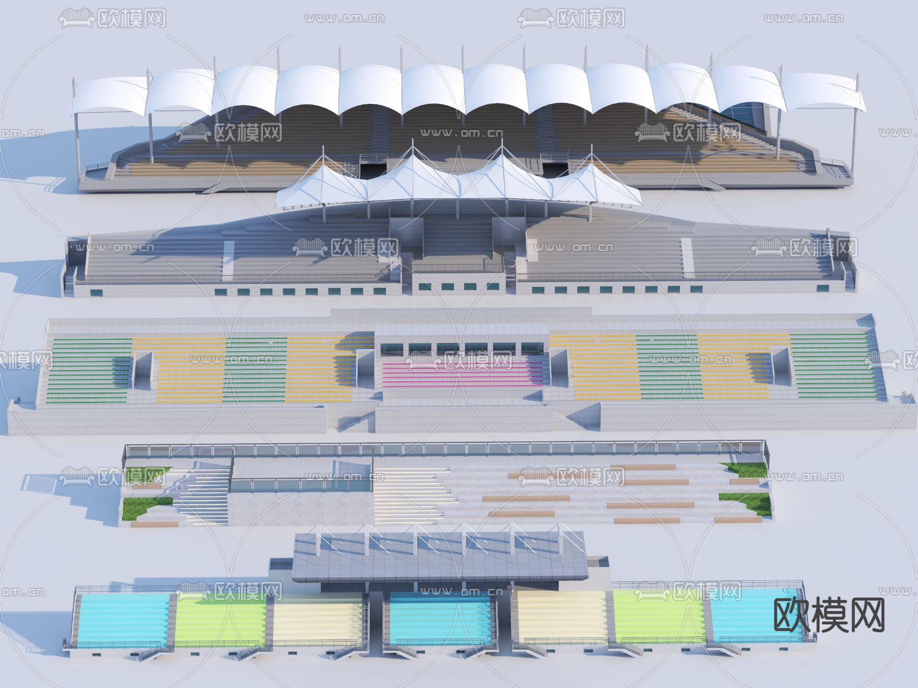 学校操场看台 球场看台3d模型下载_ID14117060_3dmax免费模型-欧模网