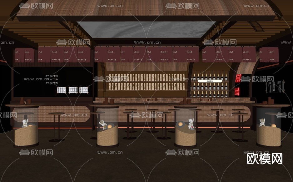 日式烤肉店su模型下载(渲染图2)