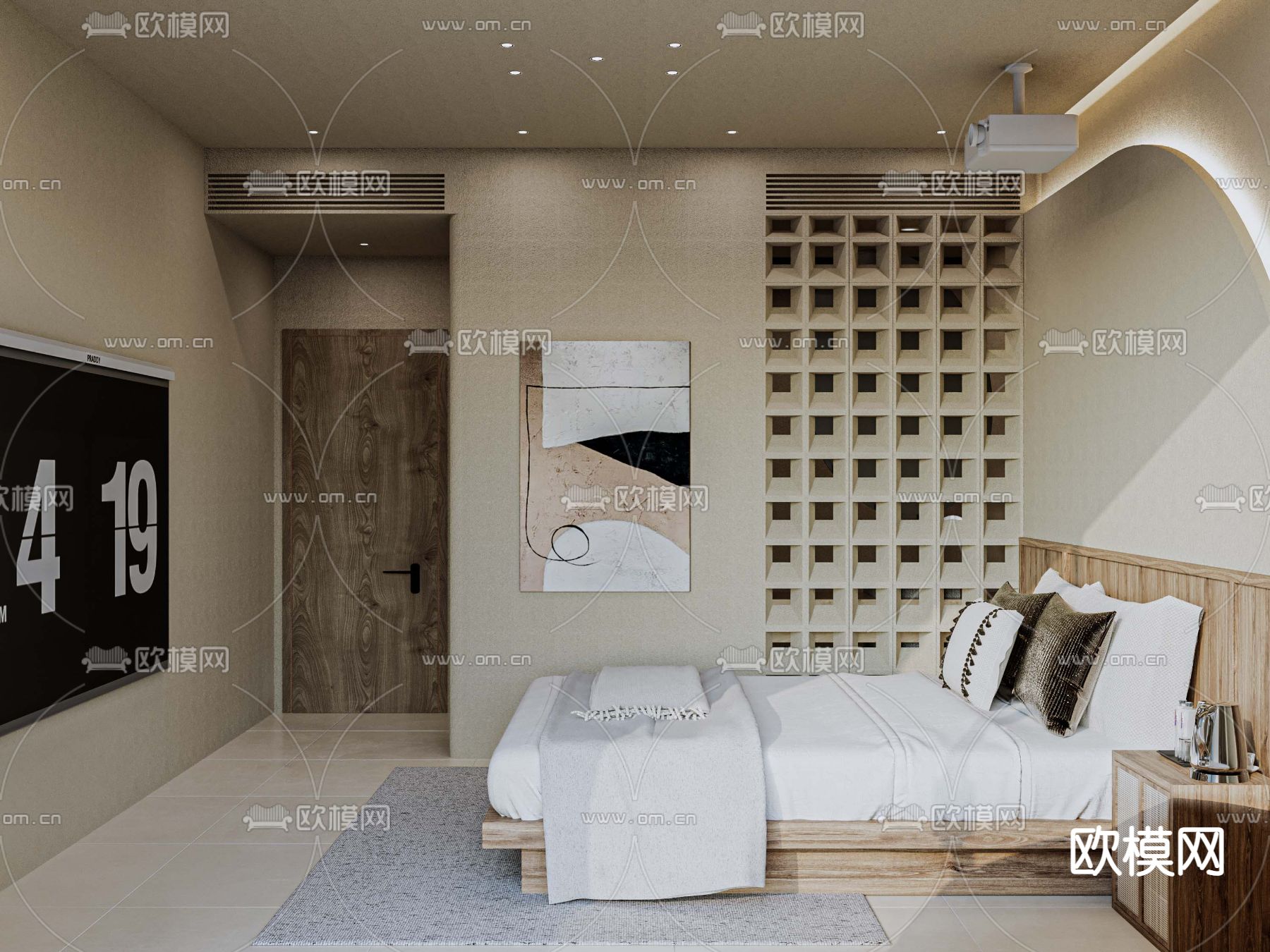 侘寂风民宿 客房3d模型下载（渲染图2）