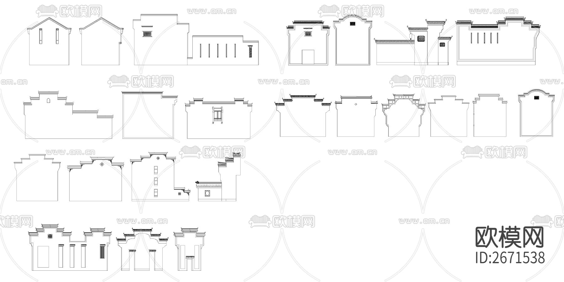 马头墙节点大样下载（渲染图2）