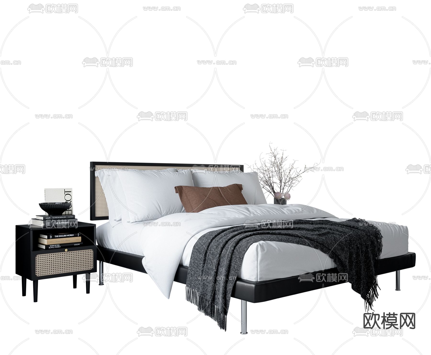 双人床 卧室床3d模型下载（渲染图1）