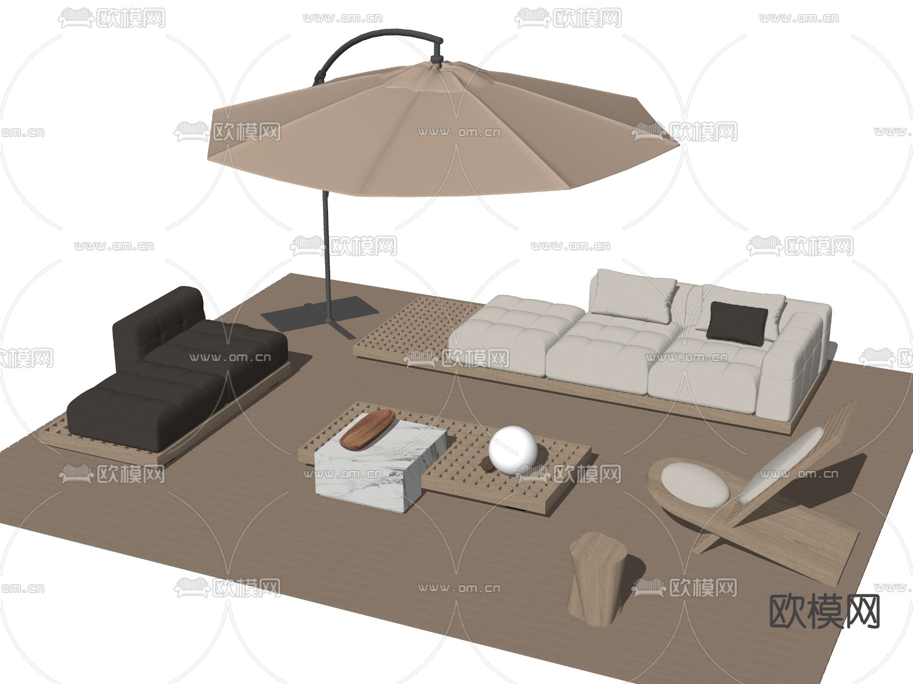 Minotti 户外沙发 组合沙发su模型下载（渲染图2）