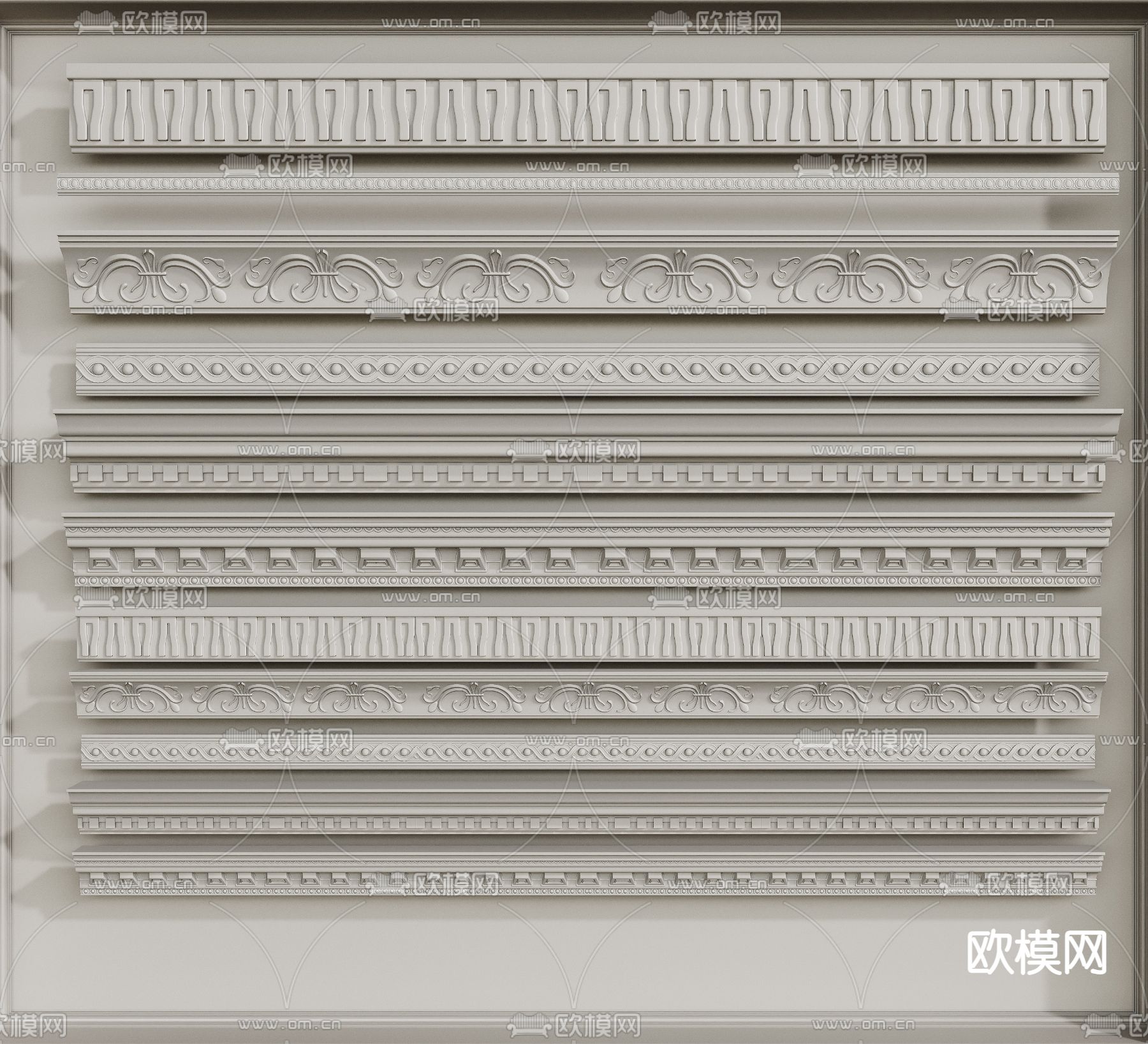 欧式线条 石膏线 雕花线3d模型