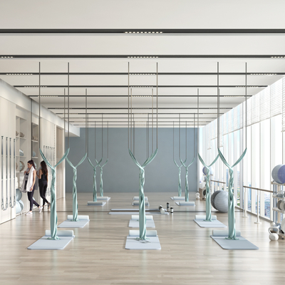  健身房 瑜伽室su模型 