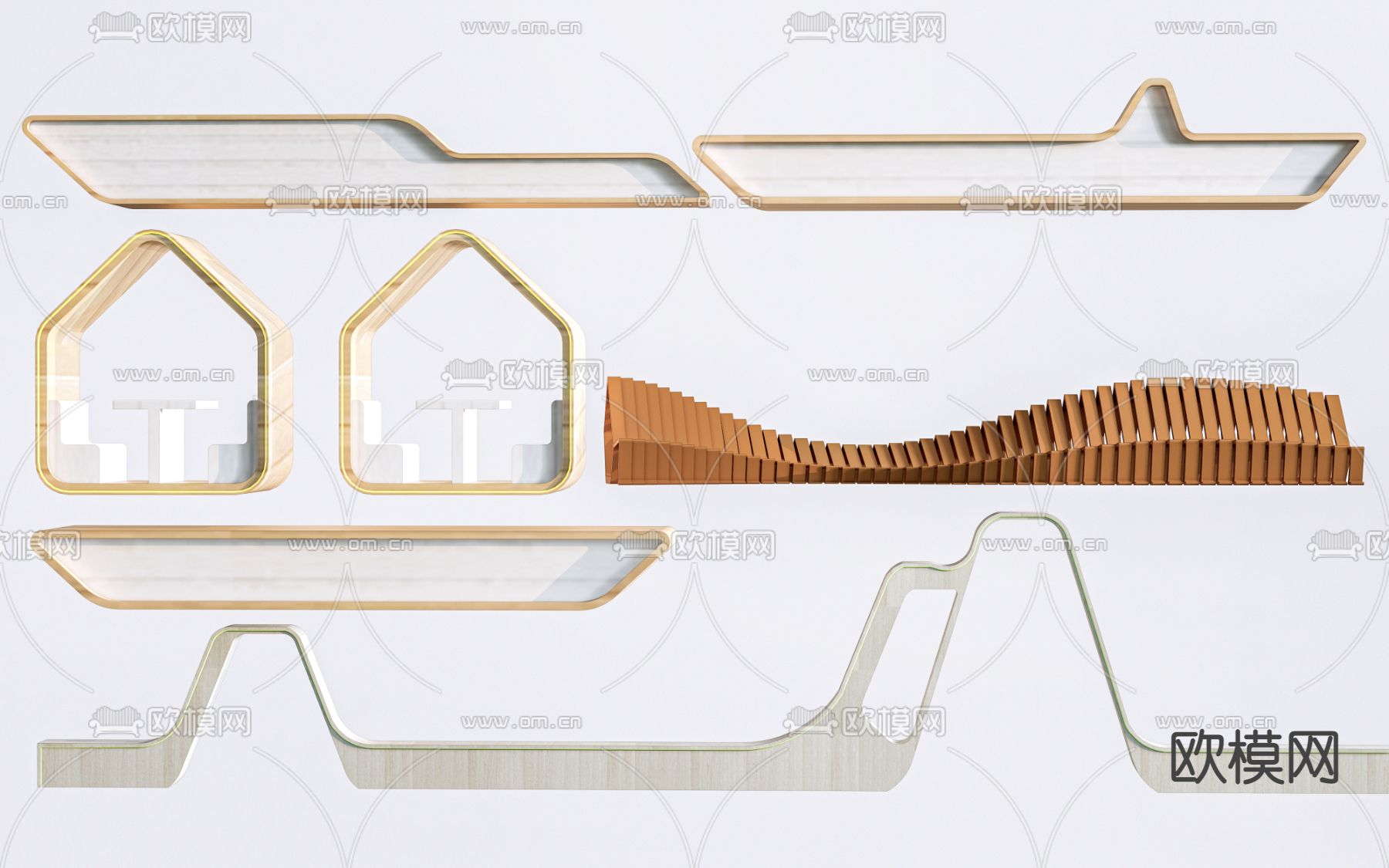 现代户外景观座椅su模型下载（渲染图2）
