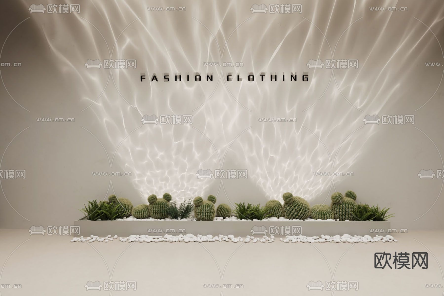 现代水波纹洗墙灯su模型下载（渲染图1）