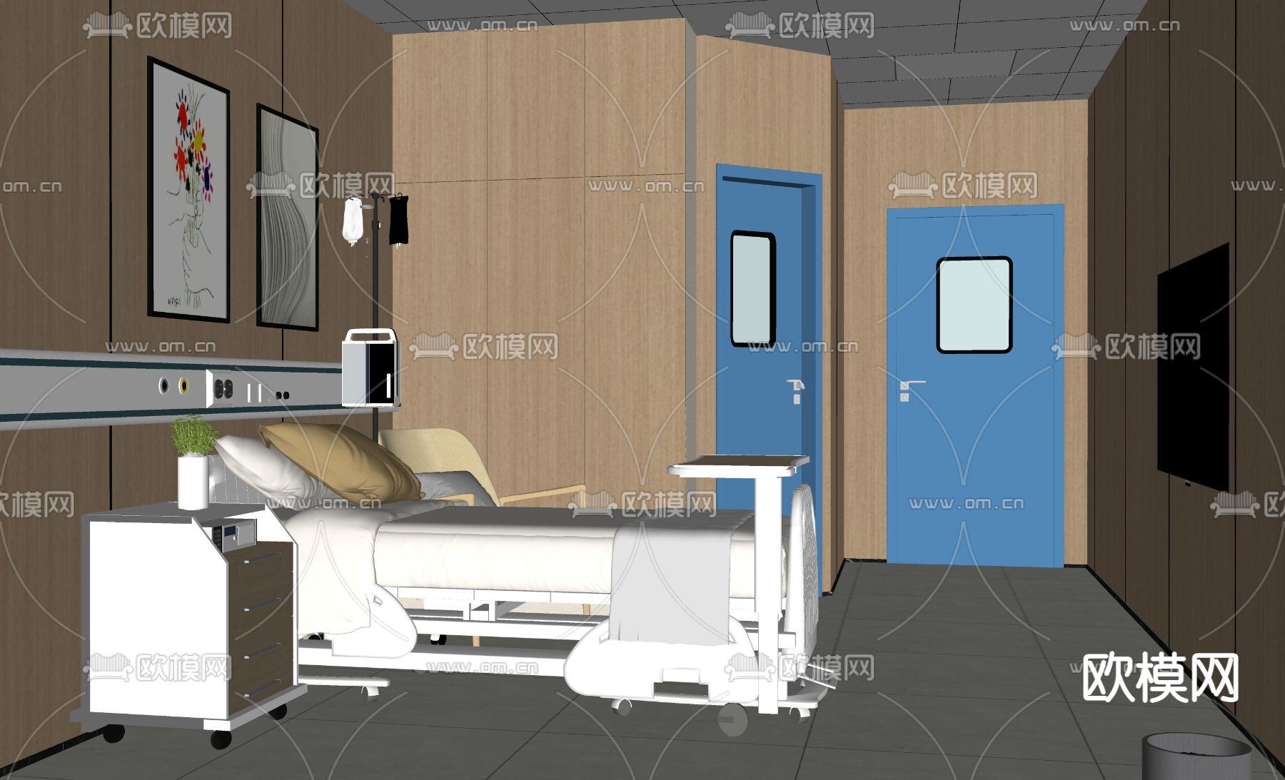 VIP病房 单人病房su模型下载（渲染图2）