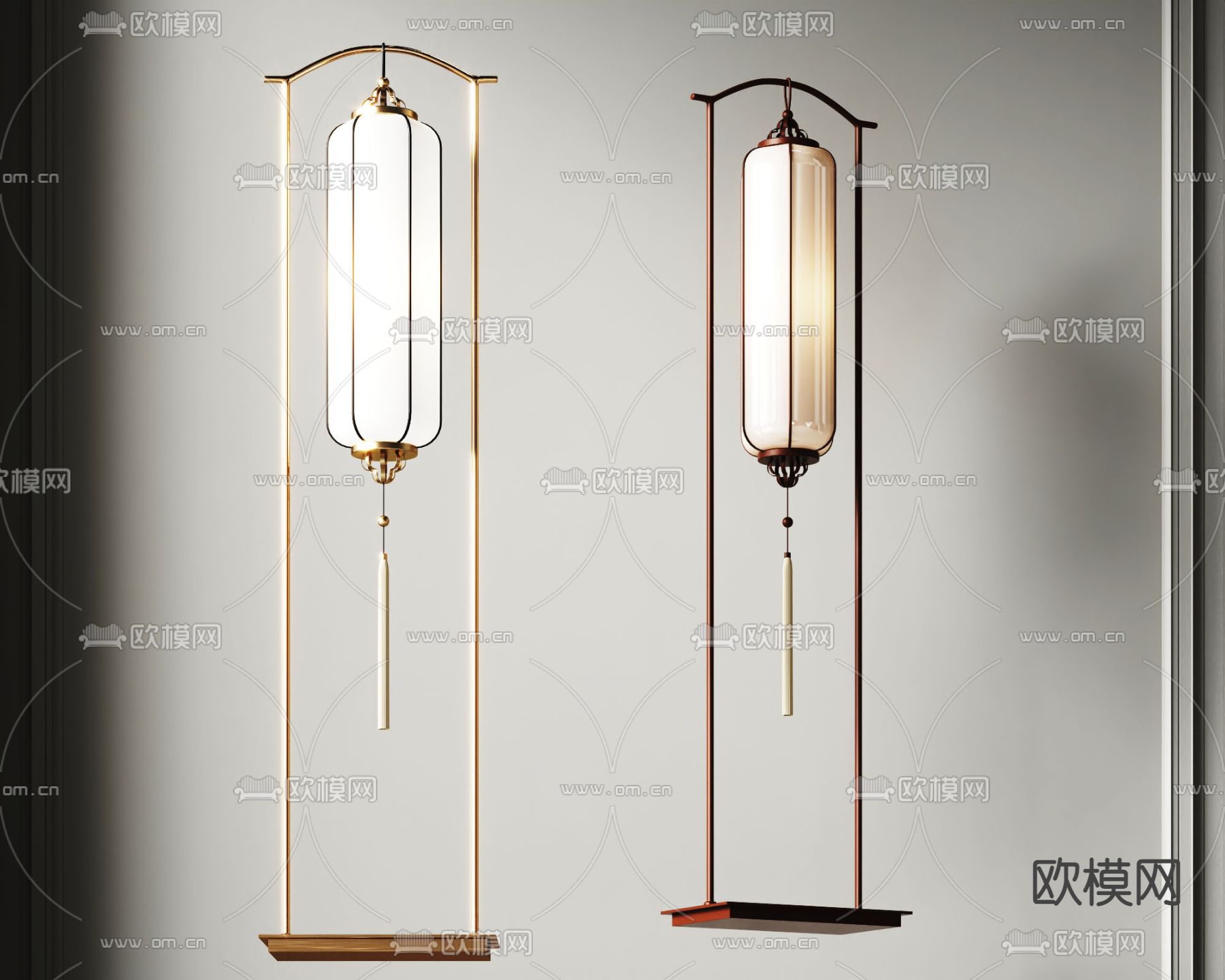 新中式落地灯3d模型下载