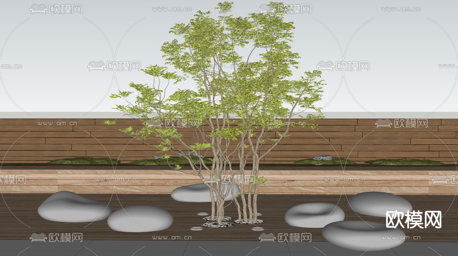 现代户外景观座椅su模型下载（渲染图2）