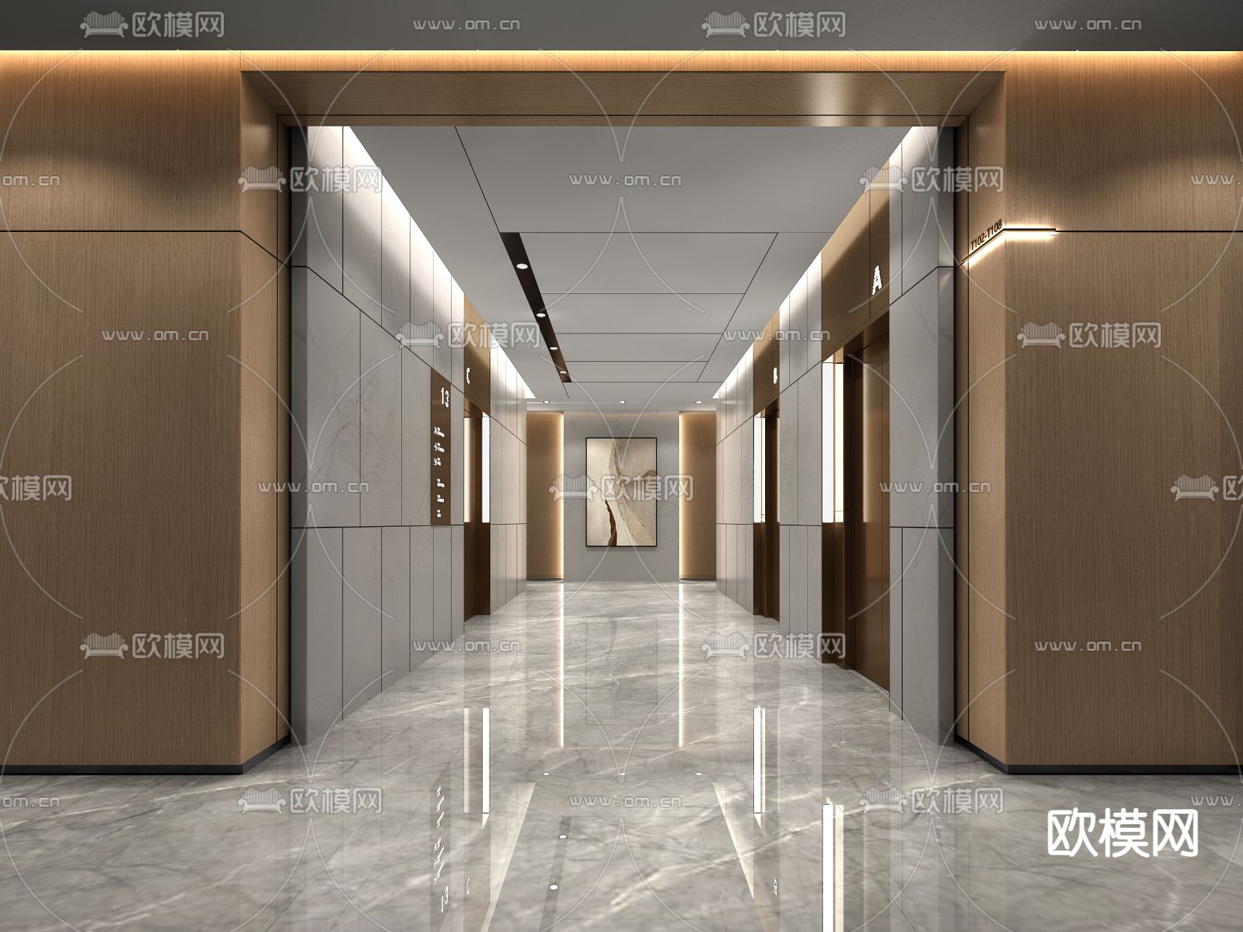 办公楼电梯厅 电梯间3d模型下载