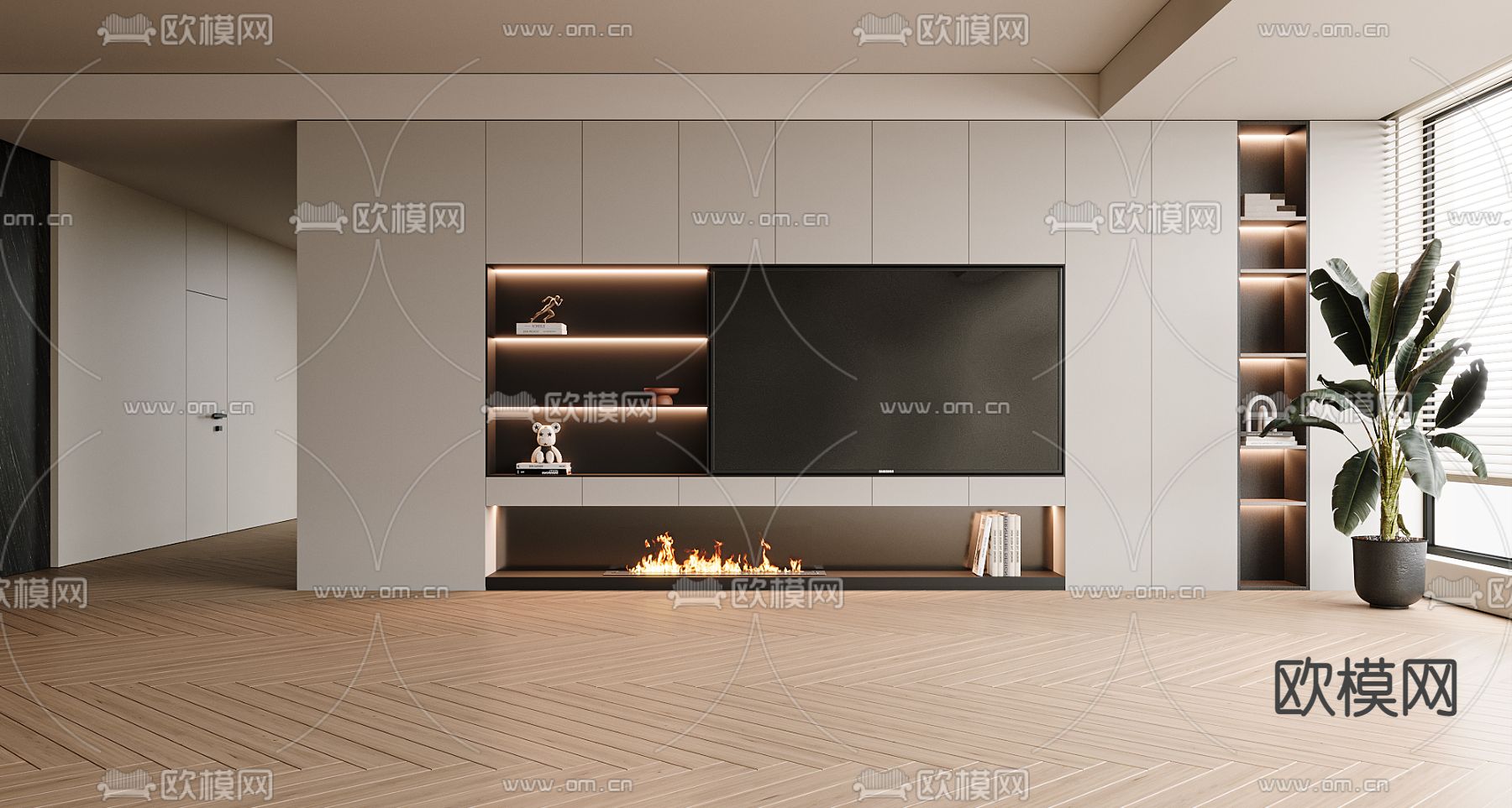 电视背景3d模型下载