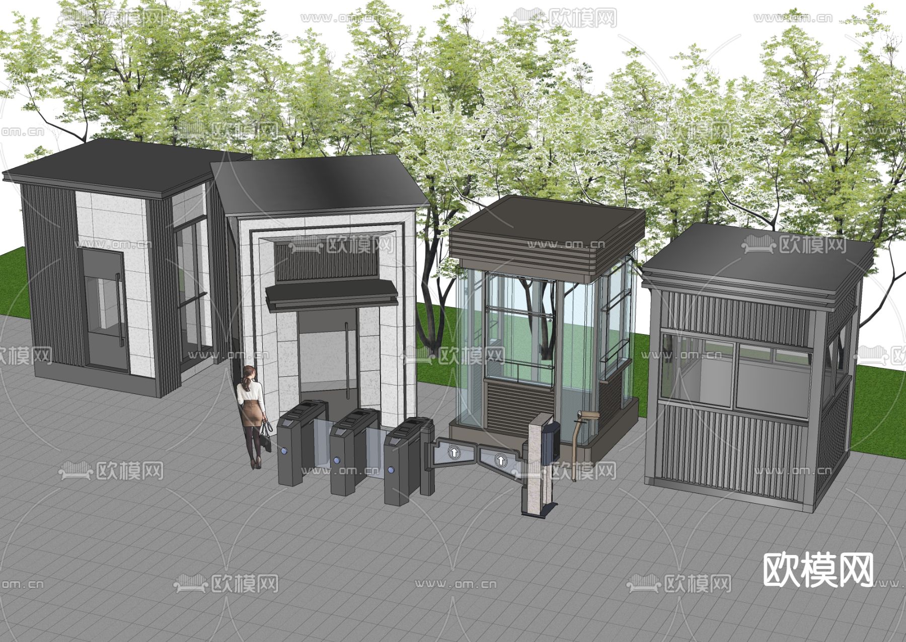 岗亭 保安亭su模型