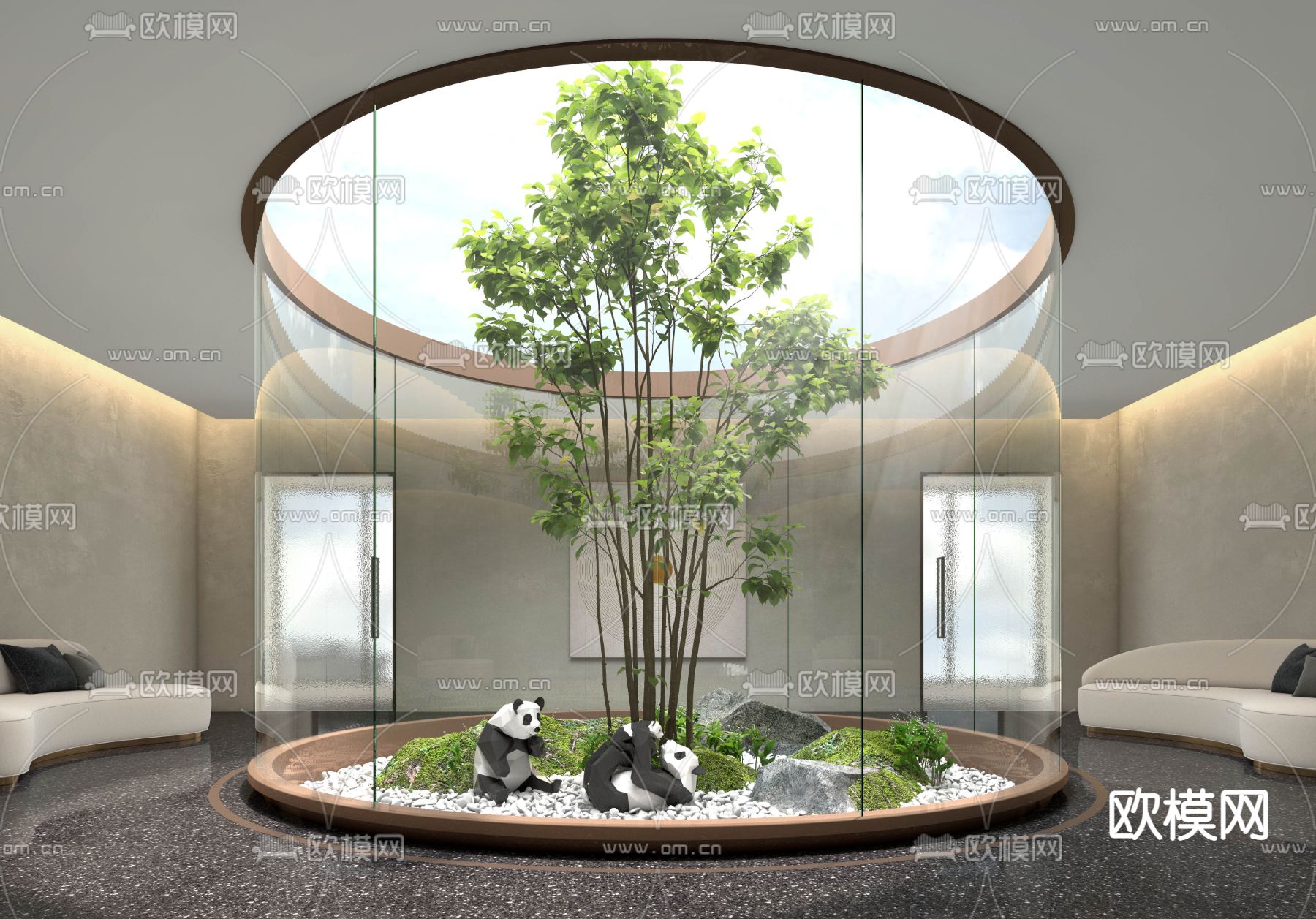 现代天井造景小品su模型下载_ID14116878_sketchup模型下载-欧模网