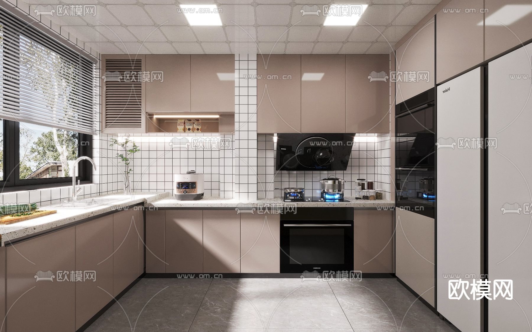 现代厨房 橱柜3d模型下载