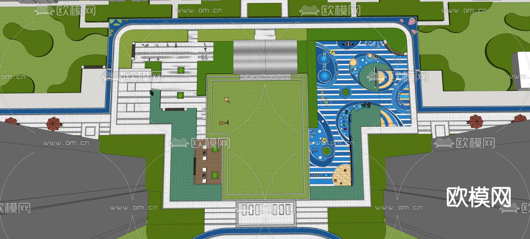 住宅游乐场 儿童活动区su模型下载（渲染图4）