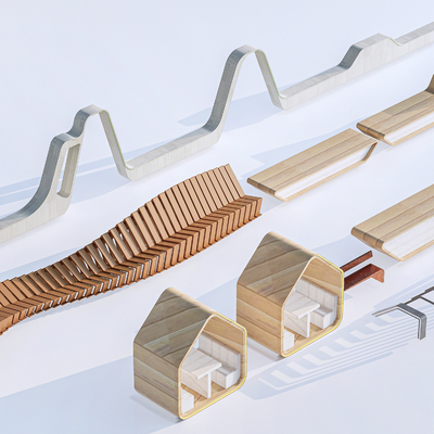  现代户外景观座椅su模型 