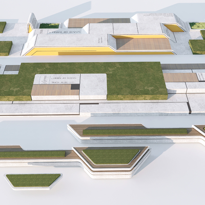  现代户外景观座椅su模型 