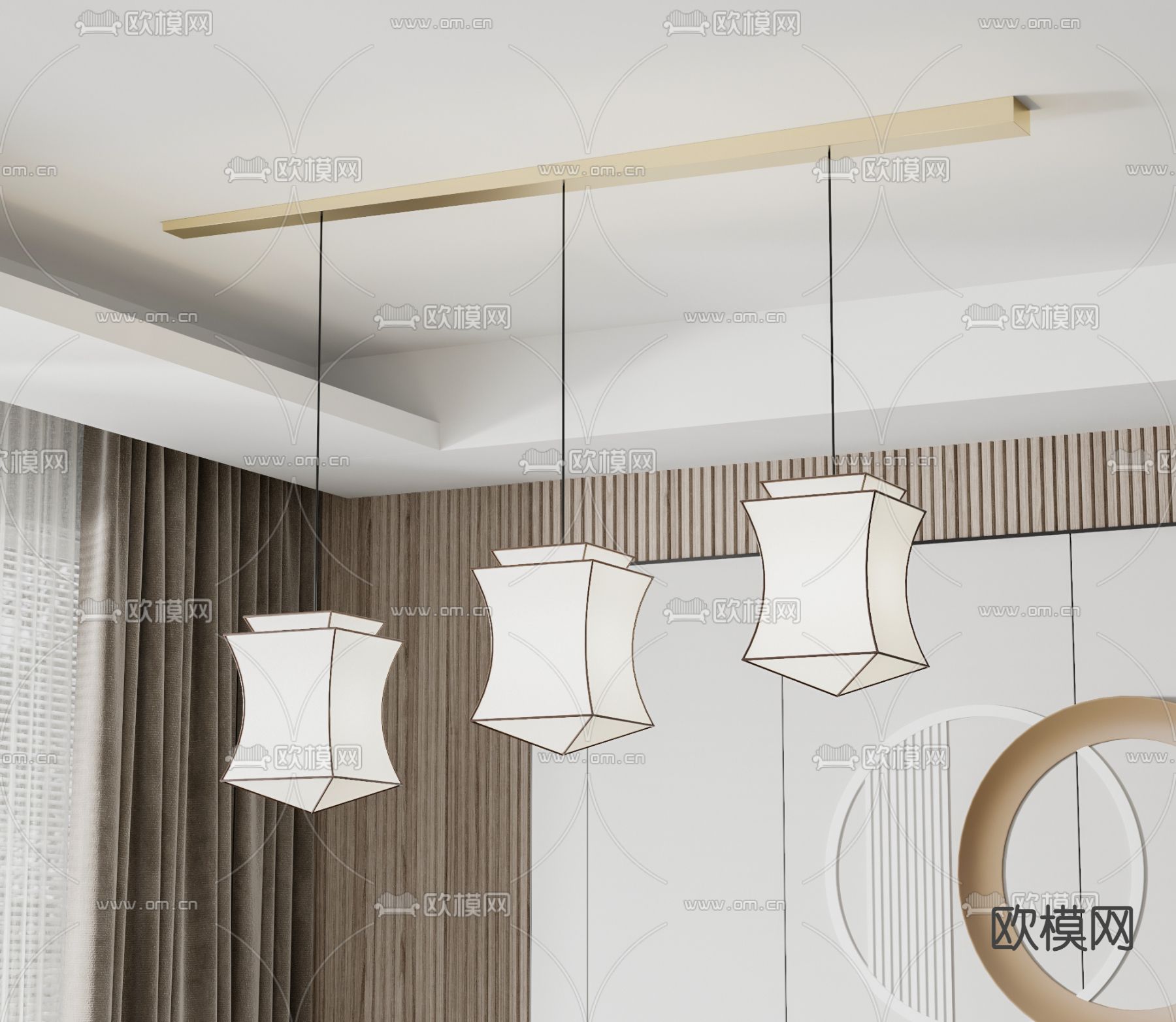 新中式吊灯3d模型下载