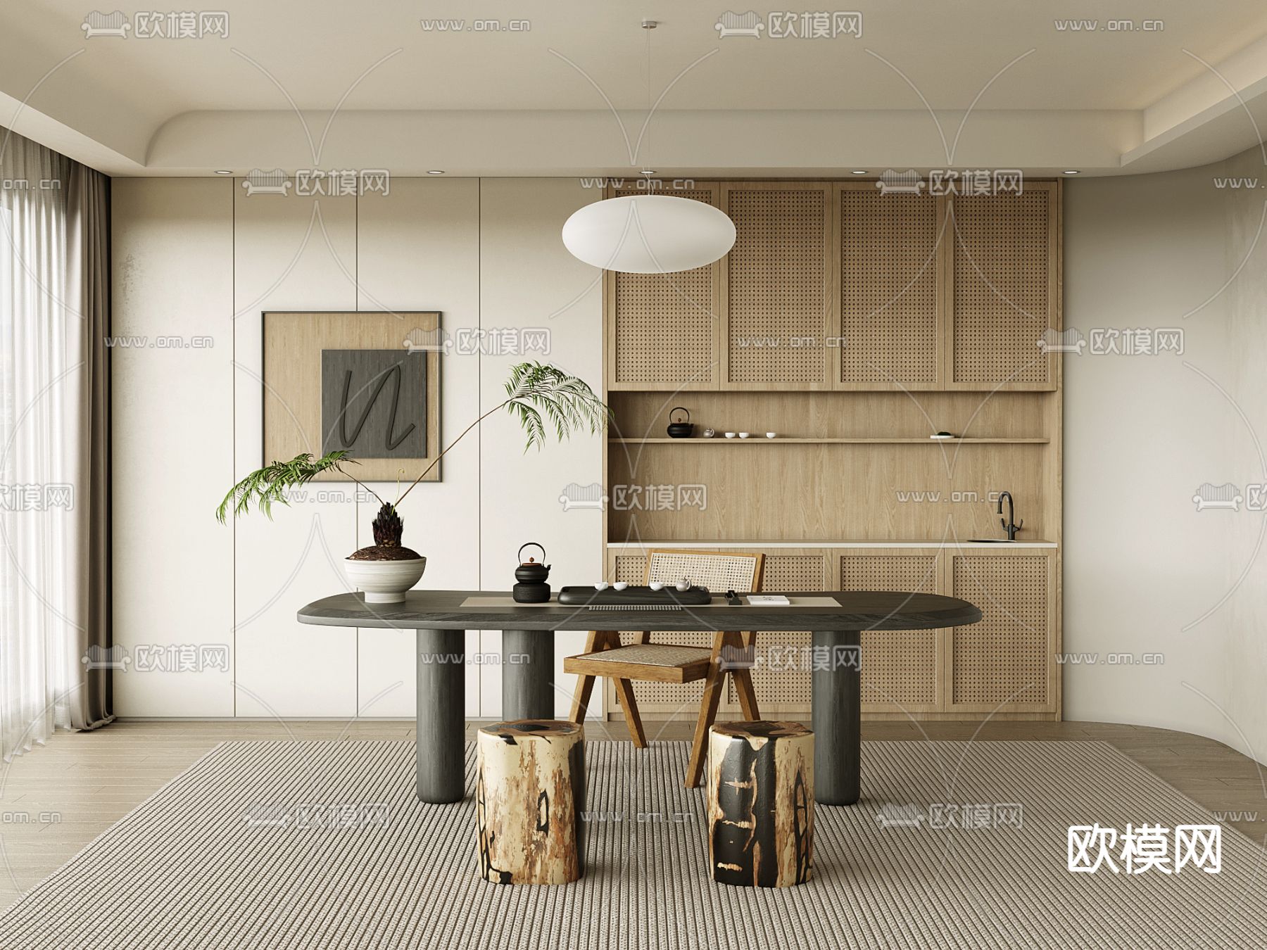 侘寂风茶室3d模型下载