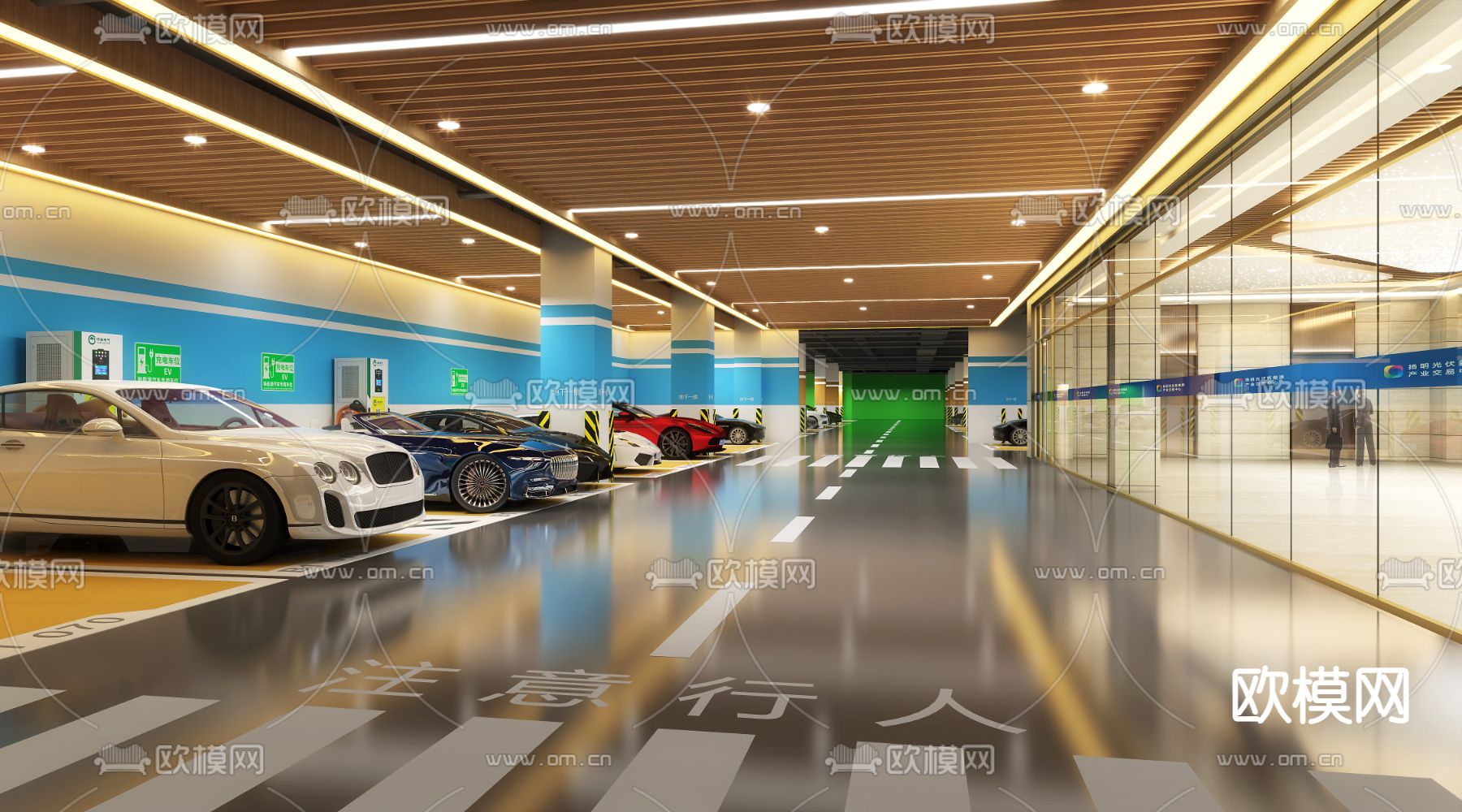 地下车库 停车场3d模型下载（渲染图2）