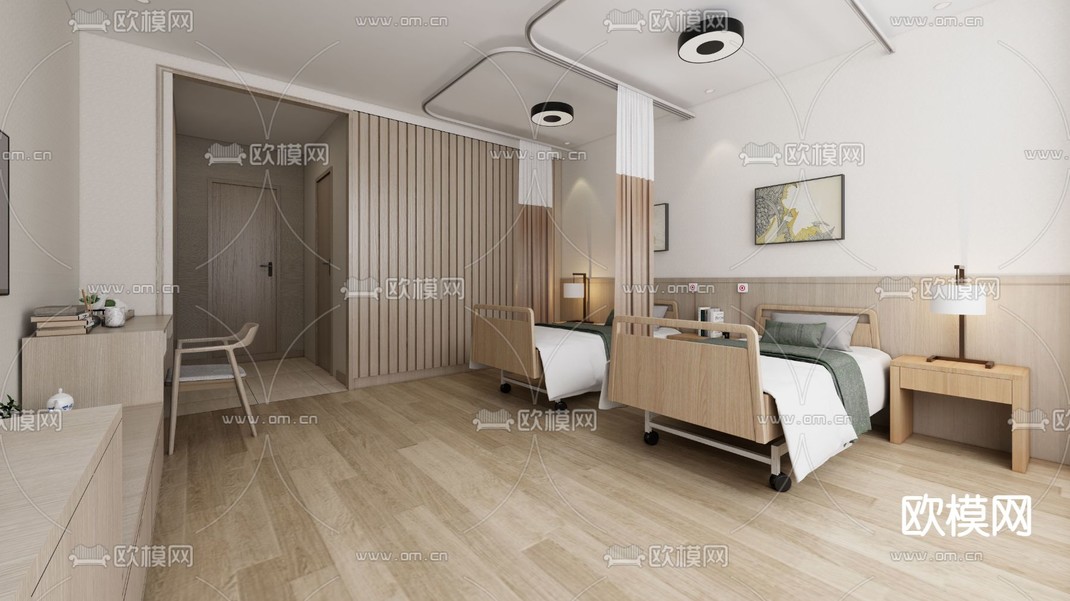 养老院房间 双人间su模型下载_ID14118531_sketchup模型下载-欧模网