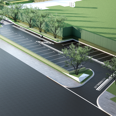  户外停车场su模型 