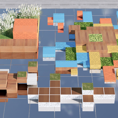  现代户外景观座椅su模型 