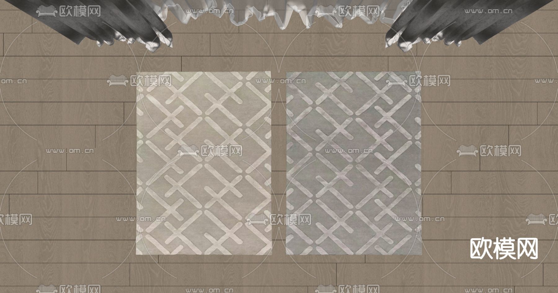 抽象花纹地毯 方毯su模型下载（渲染图2）