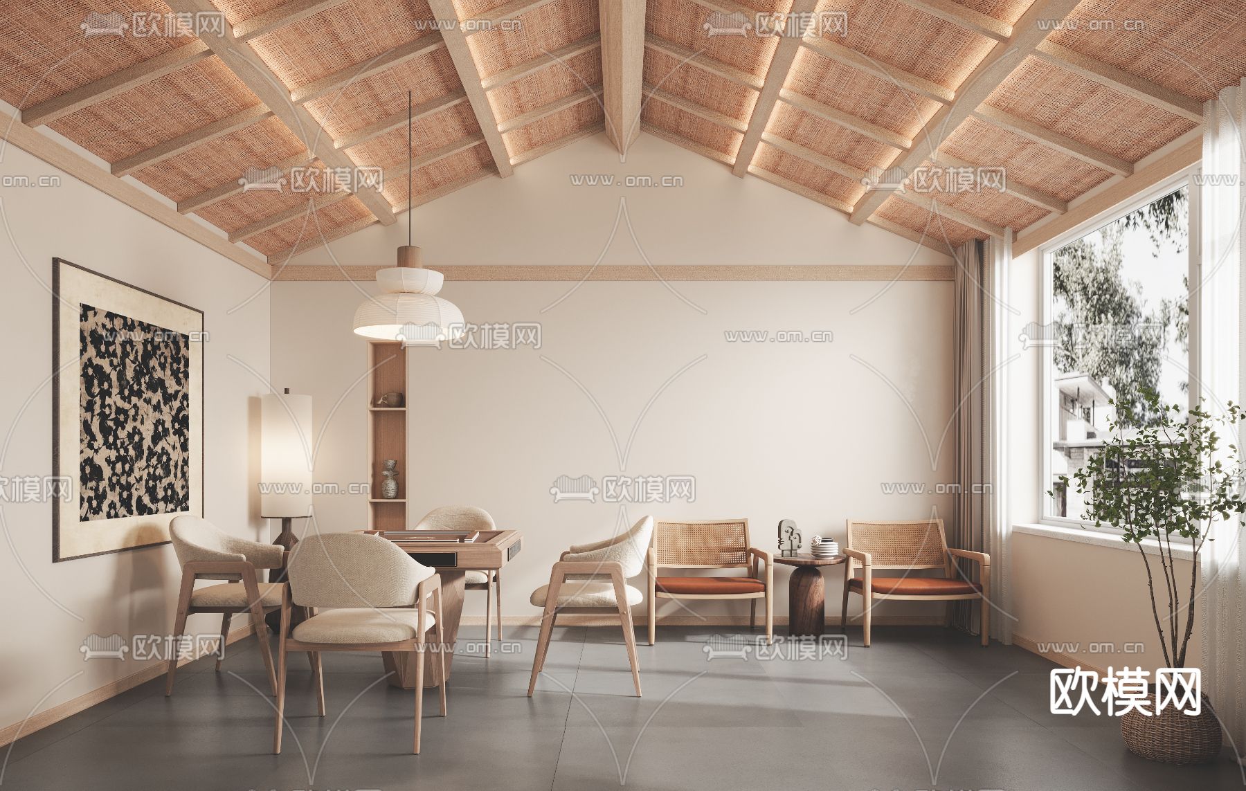 侘寂棋牌室3d模型下载