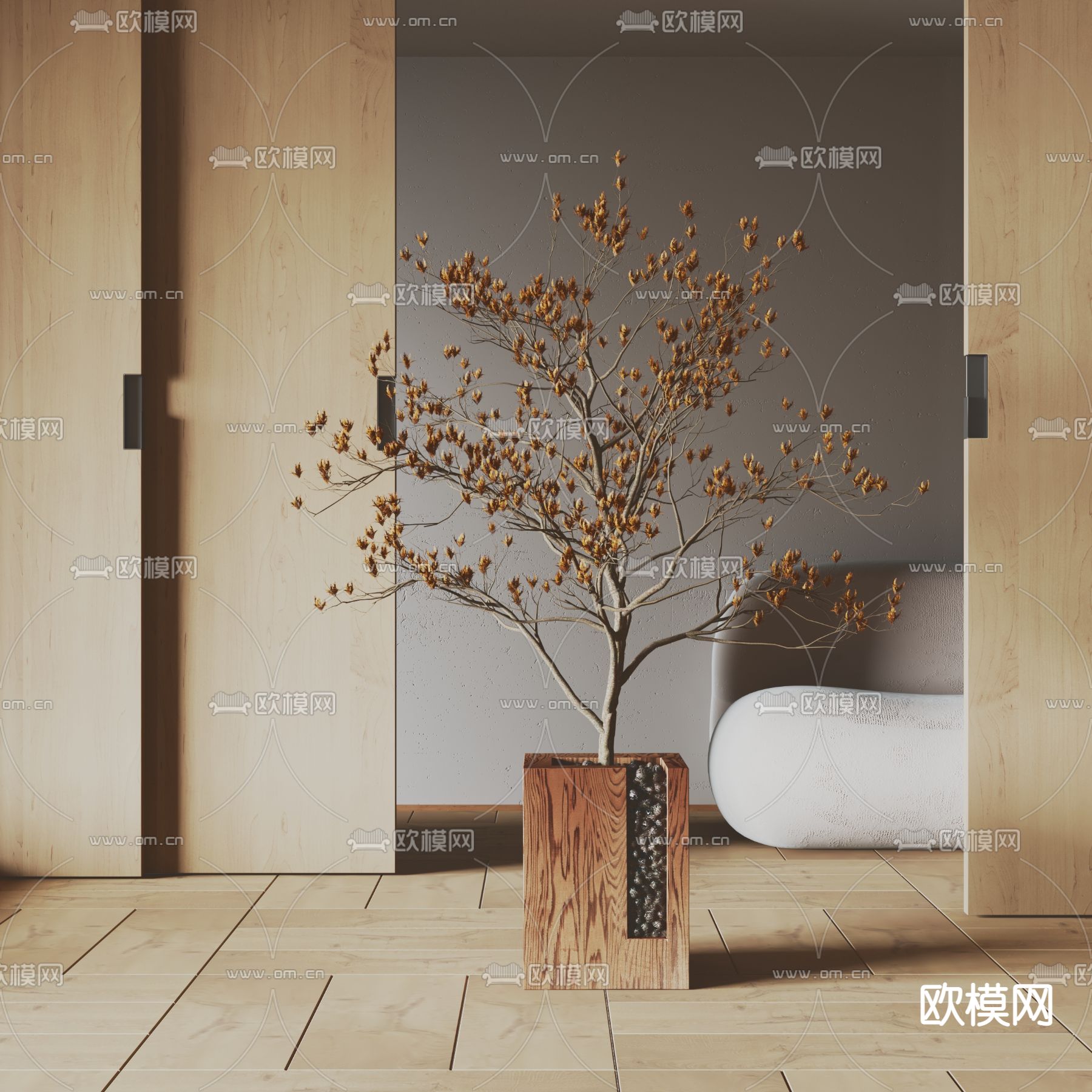 盆栽 盆景 干枝 枯枝 干花3d模型下载