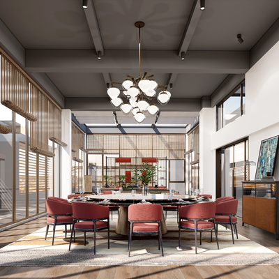  中餐厅包间 包房 包厢su模型 