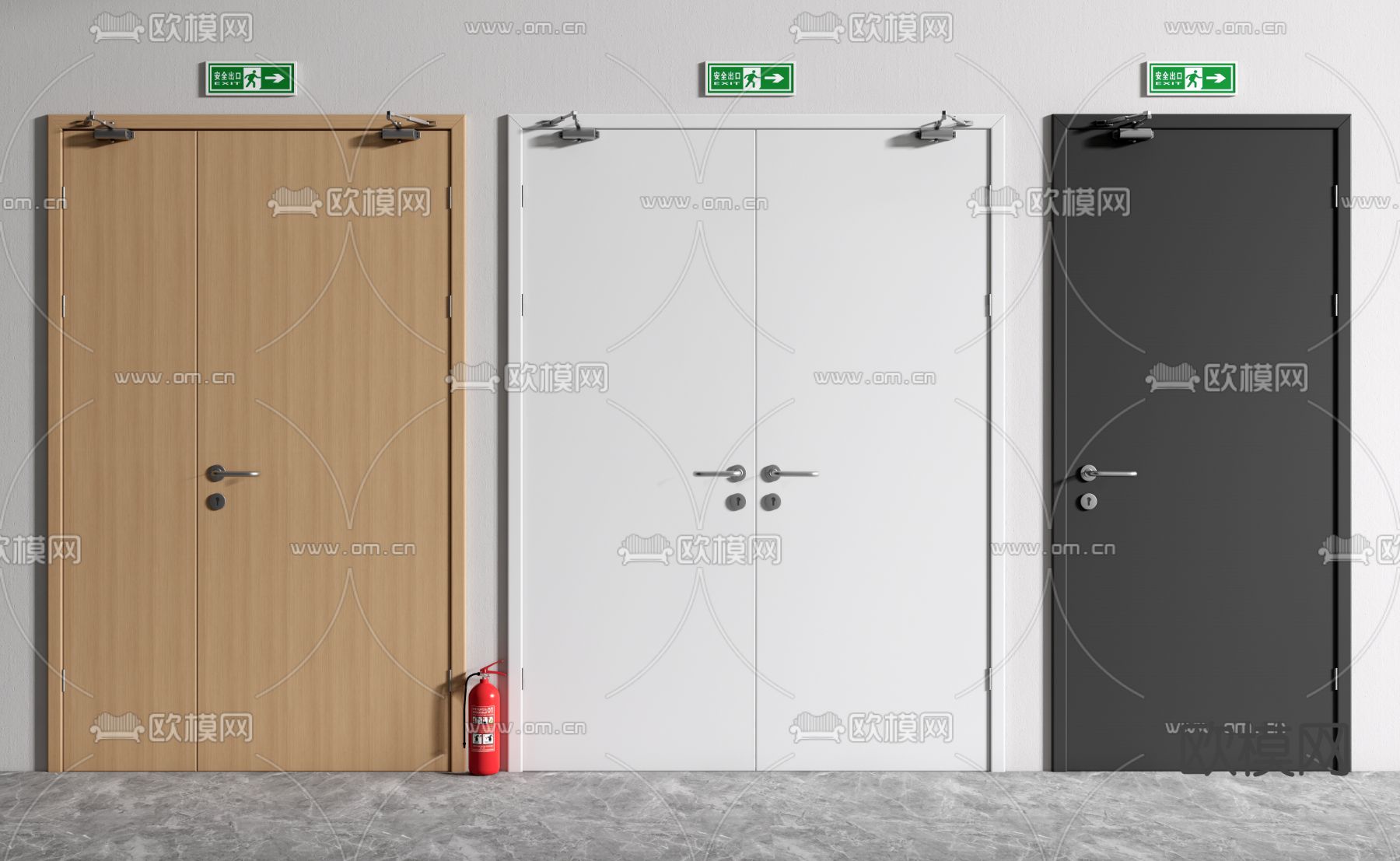 消防门 防火门su模型下载（渲染图1）