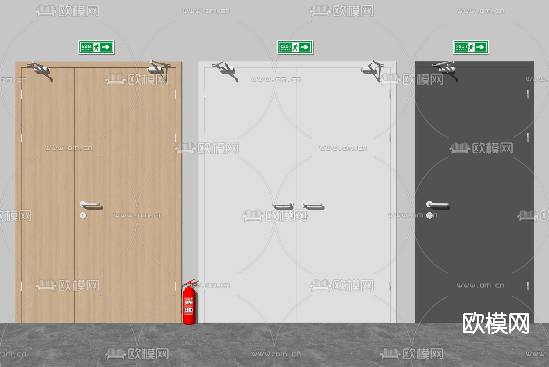 消防门 防火门su模型下载（渲染图2）
