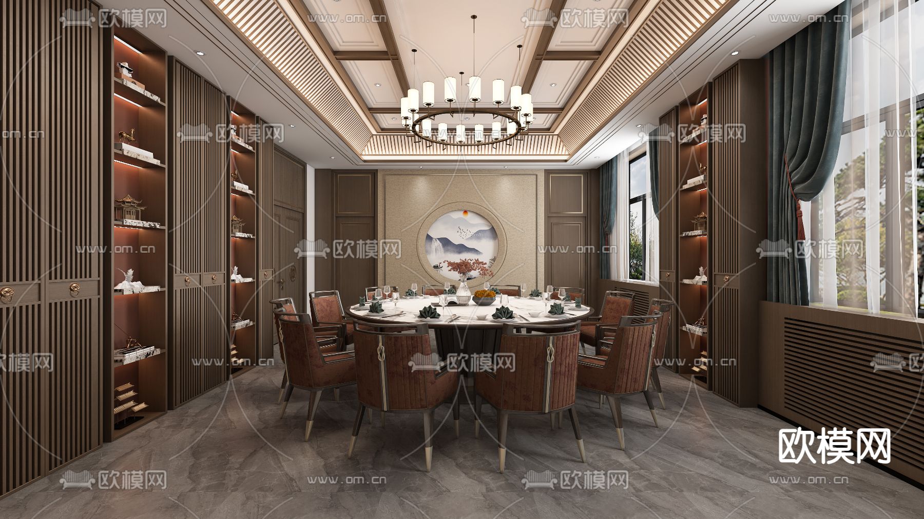 中餐厅包间 包房 包厢3d模型下载_ID14117103_3dmax免费模型-欧模网
