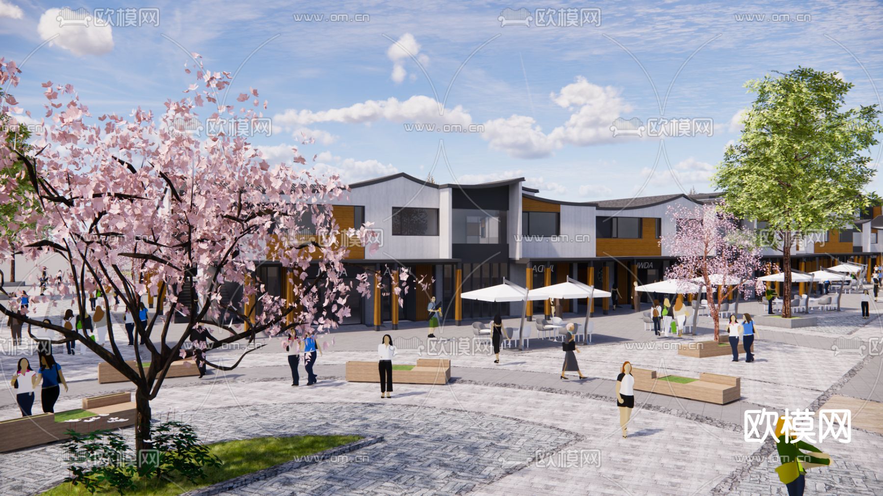 商业街su模型下载（渲染图3）